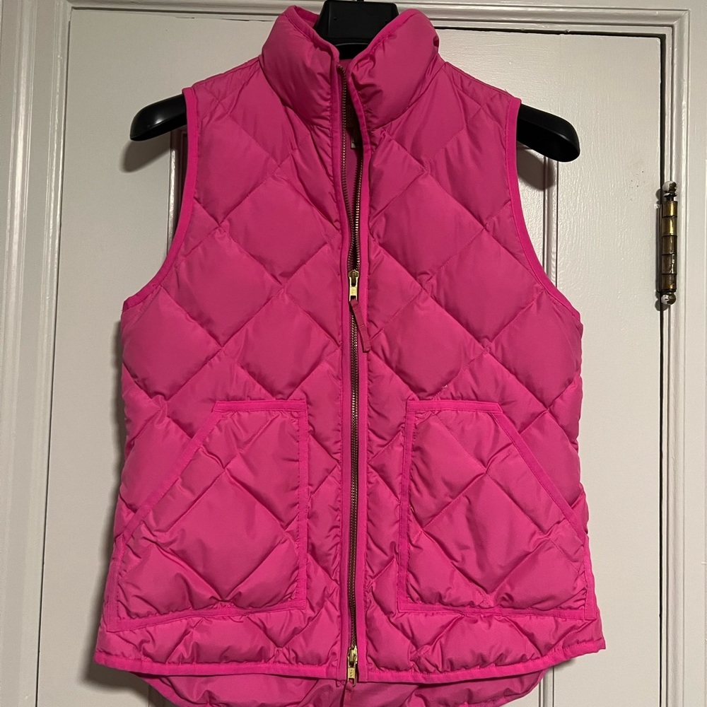 Barbie pink j crew puffer vest xs